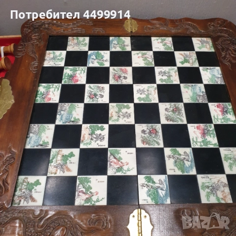 Китайски ръчно резбован дървен шах, снимка 6 - Антикварни и старинни предмети - 52641438
