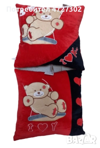 Подаръчна квадратна плюшена музикална възглавничка с мече за Свети Валентин, 35см, снимка 2 - Подаръци за жени - 53348452