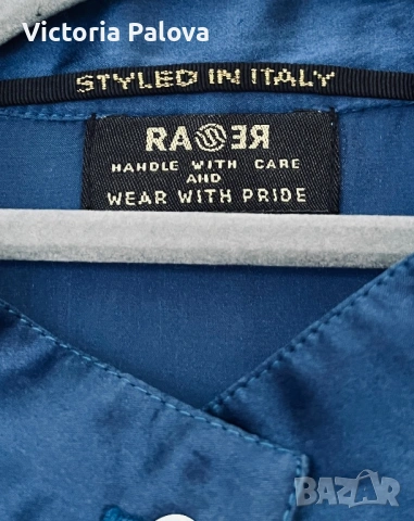 Винтидж синя копринена блуза RA-RE - италиански лукс от 90-те, снимка 5 - Блузи с дълъг ръкав и пуловери - 53032685