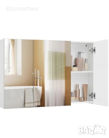 Стенен шкаф за баня с огледало, снимка 2 - Шкафове - 52686757