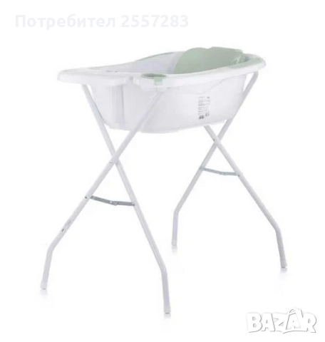 Бебешко корито/вана с подложка и стойка Chipolino - Ментa, снимка 1