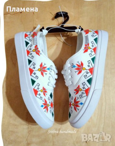 Ръчно рисувани обувки с шевицо, снимка 4 - Кецове - 37158255