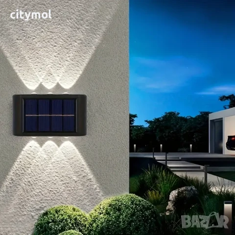 Соларна стенна лампа, 6 LED, автоматично нощно активиране, снимка 5 - Соларни лампи - 51052490