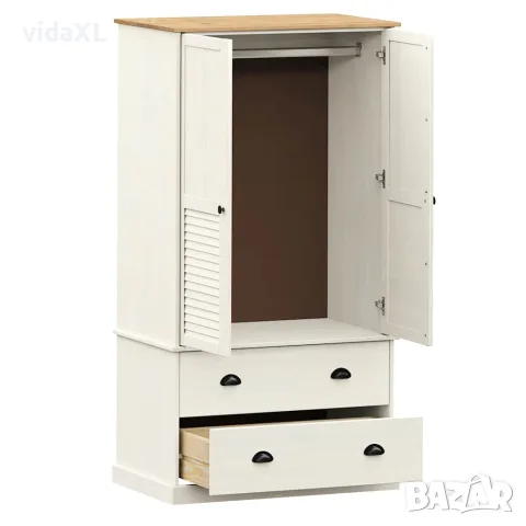 vidaXL Гардероб VIGO, бял, 90x55x170 см, бор масив, снимка 5 - Гардероби - 56147341