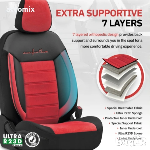 Луксозна тапицерия OTOM текстил с еко кожа COMFORT LINE Design – Червено-Черна с червен шев, снимка 7 - Аксесоари и консумативи - 54363134