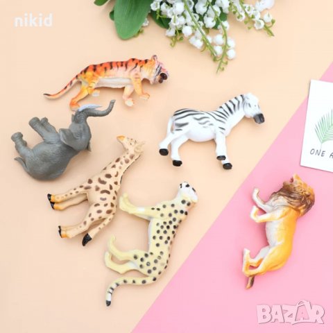 6 бр Диви Зоо Джунгла Животни слон лъв зебра жираф пластмасови фигурки за игра и украса торта , снимка 2 - Фигурки - 34486336