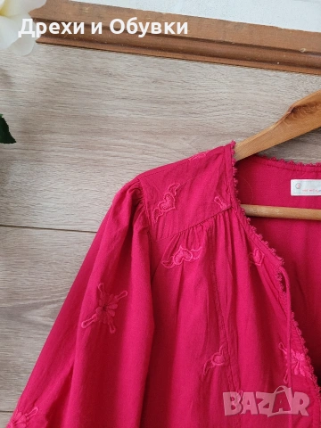 Разкроена червена рокля с бродерии памучна материя  ODD MOLLY , снимка 7 - Рокли - 54074102