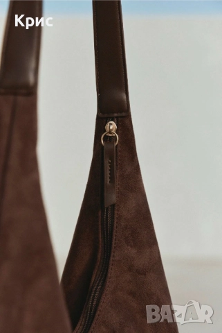 Велурена дамска чанта с една дръжка., снимка 2 - Чанти - 52845268