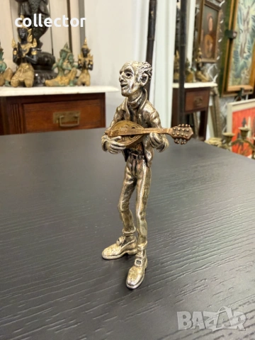 Италианска сребърна фигура на музикант. №8008, снимка 2 - Антикварни и старинни предмети - 53946331