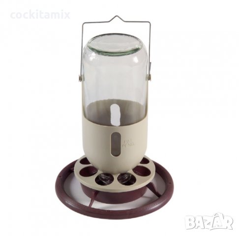 Хранилка стъклен сифон - 1 литър, снимка 1 - За птици - 37110143