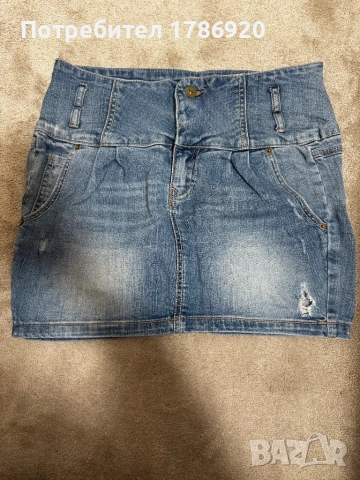 Дънкова пола Pull & Bear Basic Denim - casual перфекция! 👖, снимка 2 - Поли - 51396994