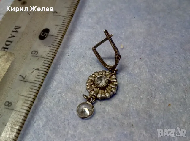 СКЪПОЦЕННА АНГЛИЙСКА СРЕБЪРНА ОБЕЦА СРЕБРО 925 с БЯЛА ПОЗЛАТА и ИСКРЯЩИ КРИСТАЛИ и ЦИРКОНИ 15025, снимка 6 - Обеци - 49510739