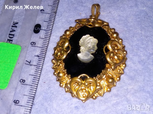 СТАРИННА ПОЗЛАТЕНА БРОНЗОВА КАМЕЯ ВИКТОРИАНСКИ СТИЛ ЮВЕЛИРНА РЪЧНА ИЗРАБОТКА РЕТРО БИЖУ 36462, снимка 6 - Антикварни и старинни предмети - 39944929