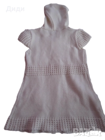 Детска плетена туника с къс ръкав и качулка, снимка 4 - Детски пуловери и жилетки - 52572454