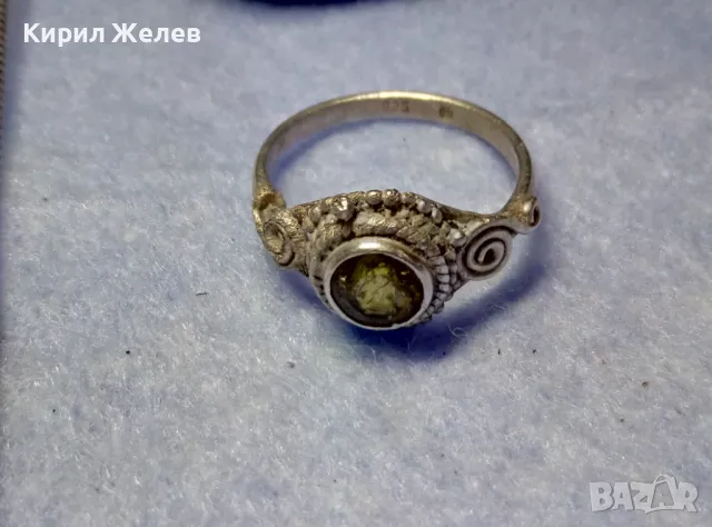 СТАР СКЪПЕЦЕНЕН СРЕБЪРЕН ПРЪСТЕН СРЕБРО 925 с РЪЧНО ФАСЕТИРАН НАТУРАЛЕН ПЕРИДОТ с ИНКЛУЗИИ 48621, снимка 7 - Антикварни и старинни предмети - 50136172