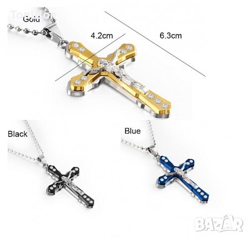 Кръст колие с камъни - 3 модела, снимка 2 - Колиета, медальони, синджири - 37726087