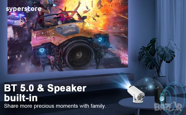 Видео проектор Digial One SP01010, 4k, UltraHD, Android 12, smart, 8000 лумена, Wi-Fi 6, BT 5.0, 128, снимка 16 - Плейъри, домашно кино, прожектори - 49372541