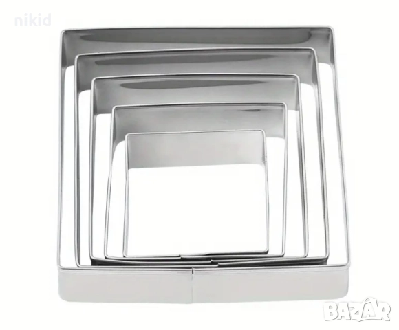 5 бр Квадрат квадрати квадратни метална форма форми резец резци тесто сладки бисквитки