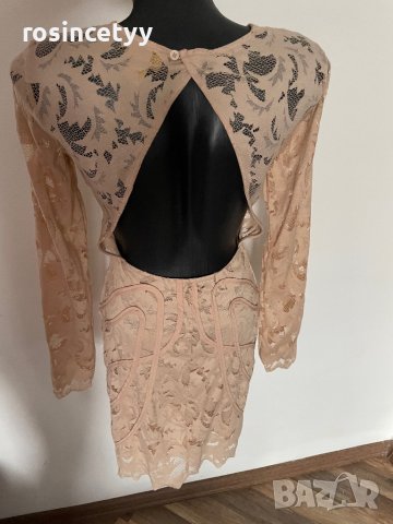 Бежова дантелена рокля H&M, снимка 4 - Рокли - 40081875