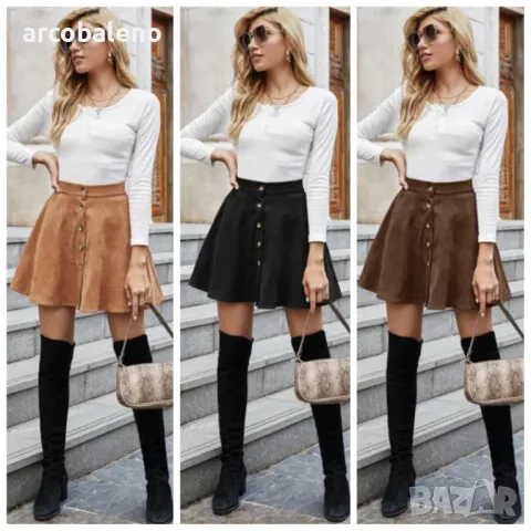 Модна дамска ежедневна кадифена пола с висока талия, 3цвята 