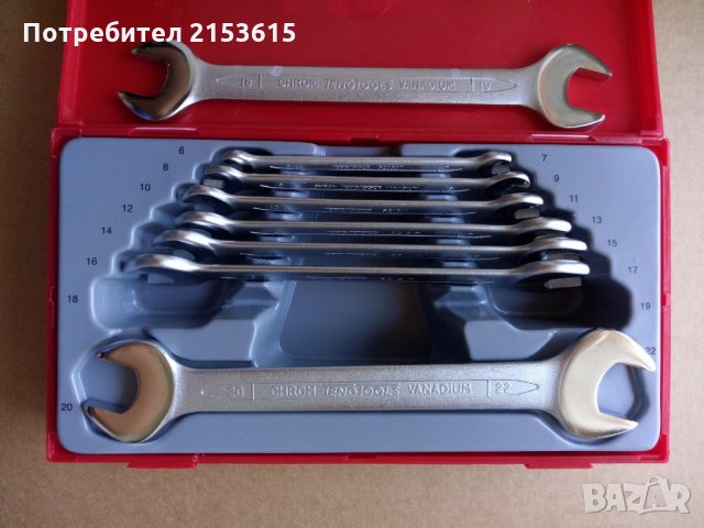 Teng Tools Гаечни ключове комплект 8 броя отворени 8-22мм Chrome Vanadium, снимка 3 - Ключове - 29562311
