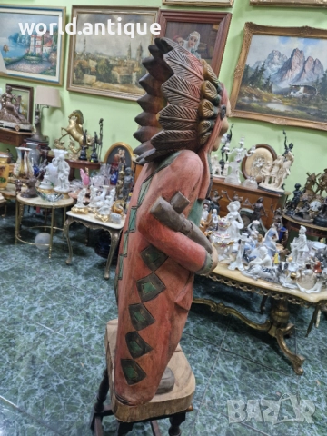 Страхотна голяма антикварна дървена фигура статуетка , снимка 7 - Статуетки - 52322333