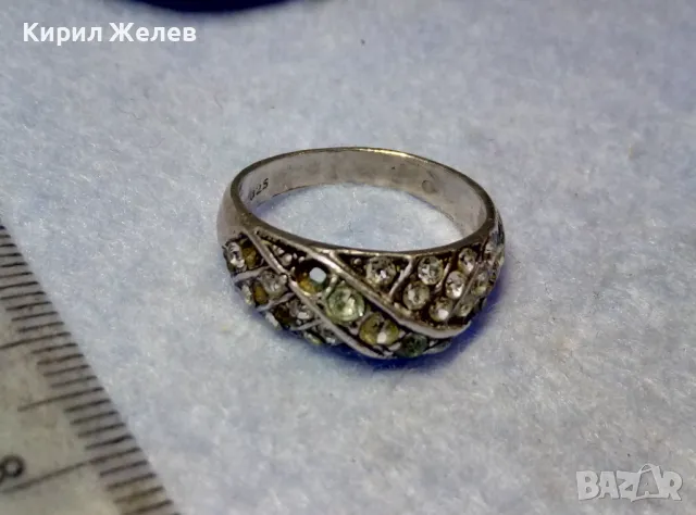 СТАР СКЪПОЦЕНЕН СРЕБЪРЕН ПРЪСТЕН СРЕБРО 925 с ИСКРЯЩИ ФАСЕТИРАНИ ЦИРКОНИ 48652, снимка 4 - Пръстени - 50354713