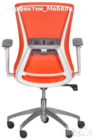 Работен офис стол за стилно обзавеждане в оранжев и бордо цвят,всички екстри,ДО 130КГ.!, снимка 2 - Столове за офис - 48066132