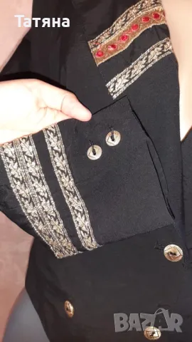 Черно сако със златна нишка, снимка 2 - Сака - 50153638