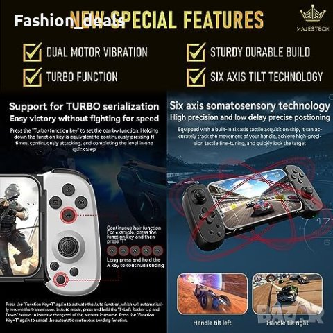 Нов Мобилен Гейм Контролер 2023 За игри iPhone и Android Bluetooth, снимка 7 - Друга електроника - 42716699