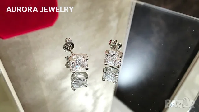 CARTIER C de Cartier White Gold Stud Diamond Дамски Обеци, снимка 6 - Обеци - 56111819