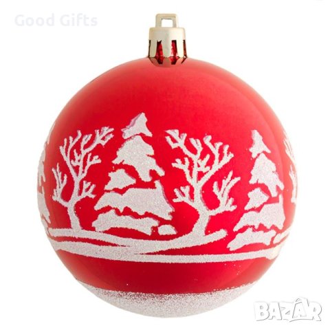 6 броя Комплект Червени коледни топки с елха, 6см, снимка 3 - Други стоки за дома - 42673630