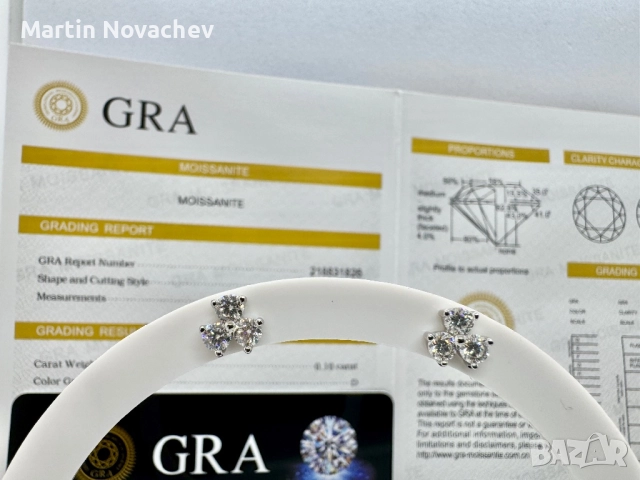 Сребърни обеци с мойсанит (Диамант) 0.6 карата, снимка 4 - Обеци - 52933340