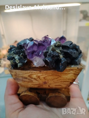 Вагон, ръчна изработка със аметист и клеофан , снимка 4 - Антикварни и старинни предмети - 51197151