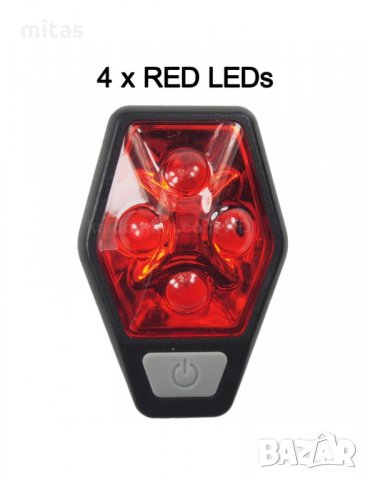 Велосипедна светлина, задна, 80 LM, LED, 2xAAA, 4 режима, 70x46x35 мм, снимка 3 - Аксесоари за велосипеди - 29759244