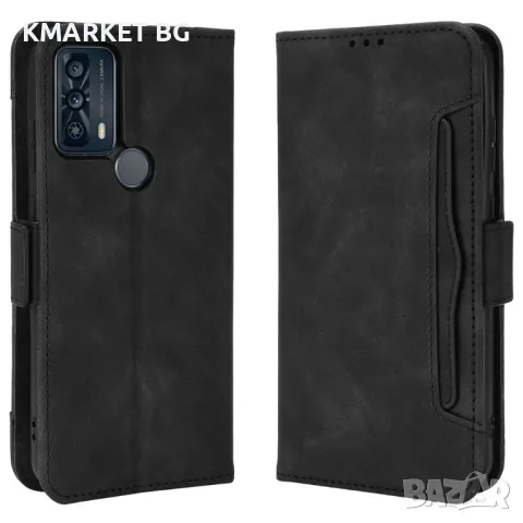 TCL 20B Wallet Кожен Калъф и Протектор, снимка 1