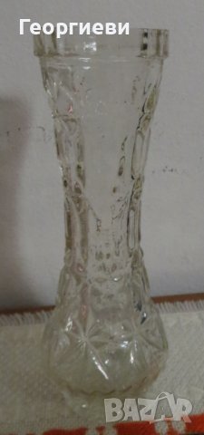 Ваза, прозрачна, безцветна, с орнаменти, снимка 2 - Вази - 37892291