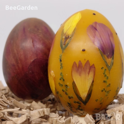 Великденски яйца от пчелен восък с цветя, снимка 3 - Декорация за дома - 53883982