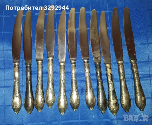 Посребрени руски прибори-ножове, снимка 6 - Прибори за хранене, готвене и сервиране - 47477236