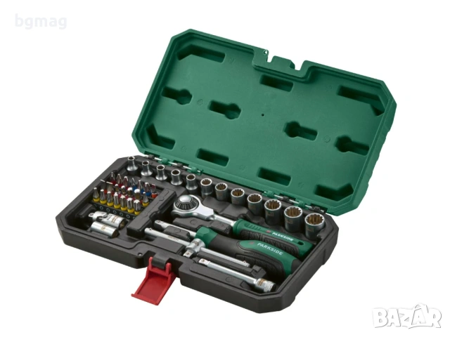 PARKSIDE комплект тресчотка с въртяща глава и вложки 1/4''-39 части