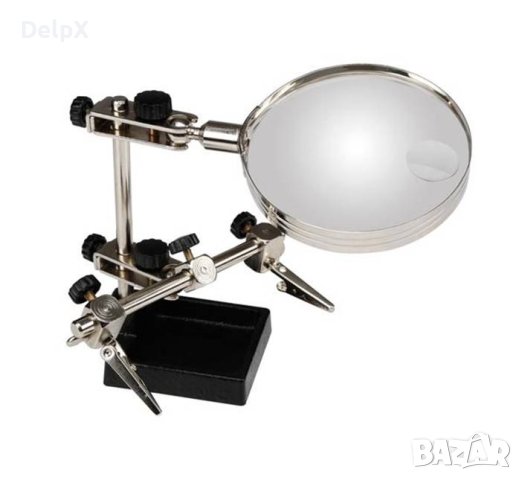 Трета ръка ZD-10H, щипки и лупа 90mm, снимка 1