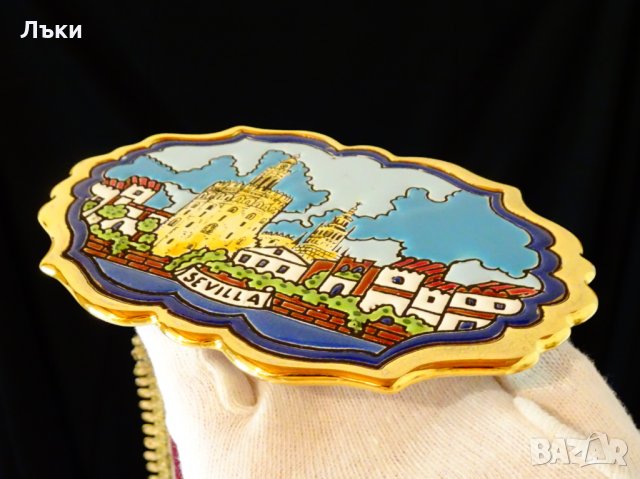 Пано,плато от Севиля с 24 карата злато,емайли. , снимка 3 - Антикварни и старинни предмети - 30329728
