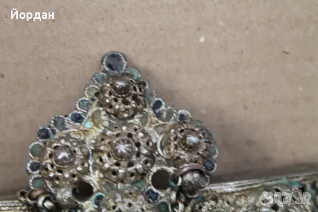Сребърна пафта със зелен и черен емайл, снимка 6 - Антикварни и старинни предмети - 47281998