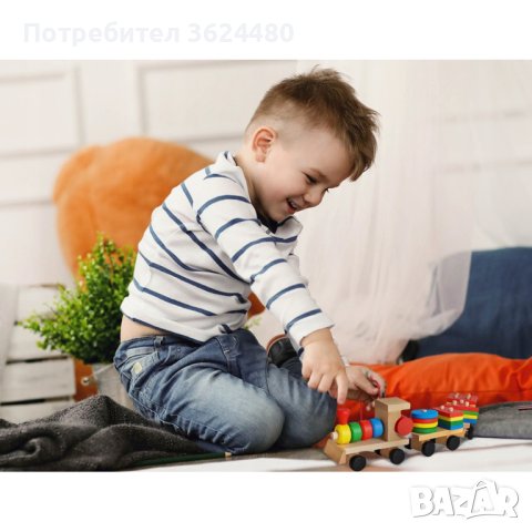 Дървено влакче с два вагона, снимка 6 - Влакчета, самолети, хеликоптери - 40325949