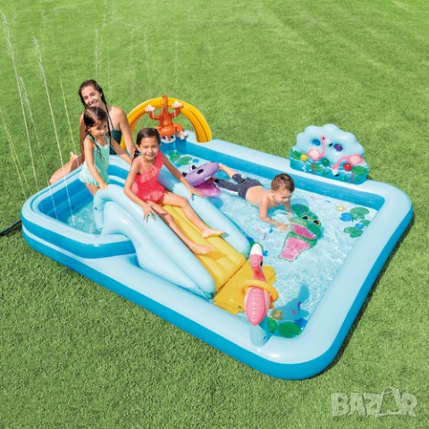 Голям детски надуваем басейн 5в1 Intex / Детски басейн с пързалка 2+, снимка 2 - Басейни и аксесоари - 50753169