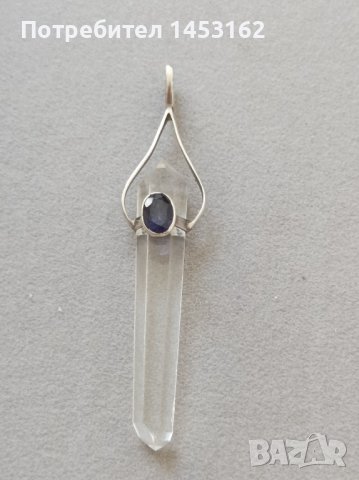 Сребърна висулка с естествен кристал, снимка 2 - Колиета, медальони, синджири - 42099729