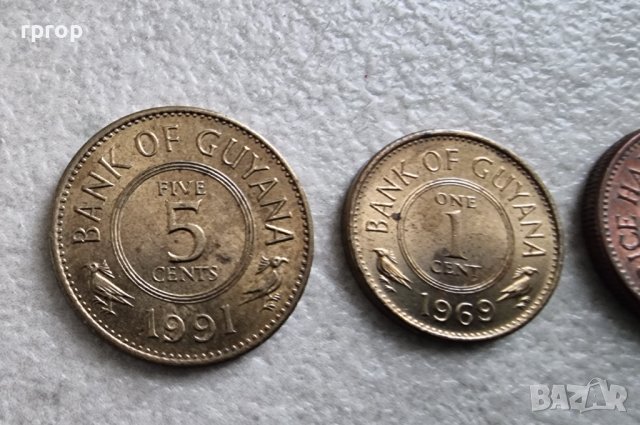 Гвиана. Южна Америка. 1, 5 цента и  1 долар.  3 бройки., снимка 2 - Нумизматика и бонистика - 42457779