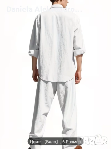 Мъжки спортно елегантен екип 100% ЛЕН L, снимка 2 - Костюми - 54032832