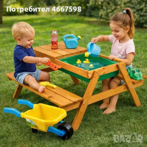 ОТНОВО НАЛИЧНА Детска маса с пейки и пясъчник 2в1 GINGER HOME
