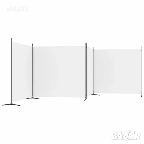vidaXL Параван за стая, бял, 4 панела, 698x180 см, плат, снимка 4 - Паравани - 56147199
